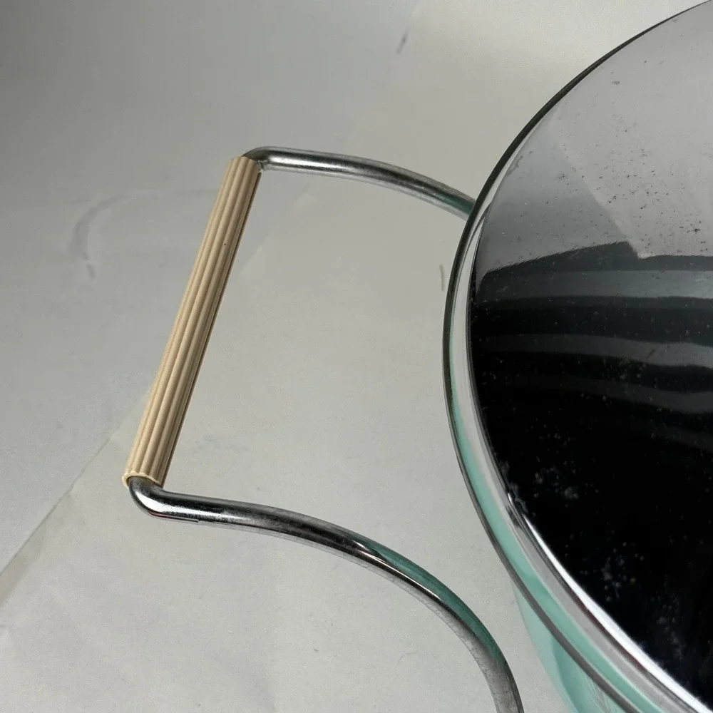 RARE Vtg Pyrex Atomic Turquoise Wheat 595 Chafing Serving Dish Chrome Cradle Lid
